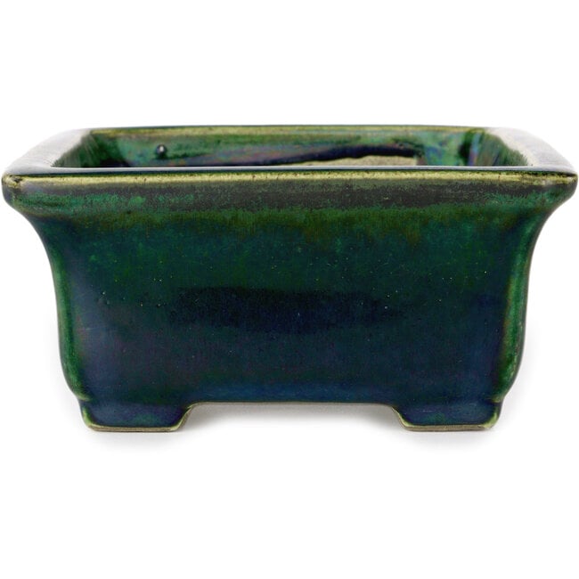 Rechteckiger grüner Bonsaitopf von Terahata Satomi Mazan – 165 x 135 x 65 mm
