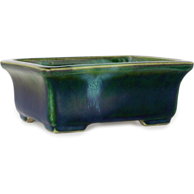 Vaso bonsai rettangolare verde di Terahata Satomi Mazan - 165 x 135 x 65 mm