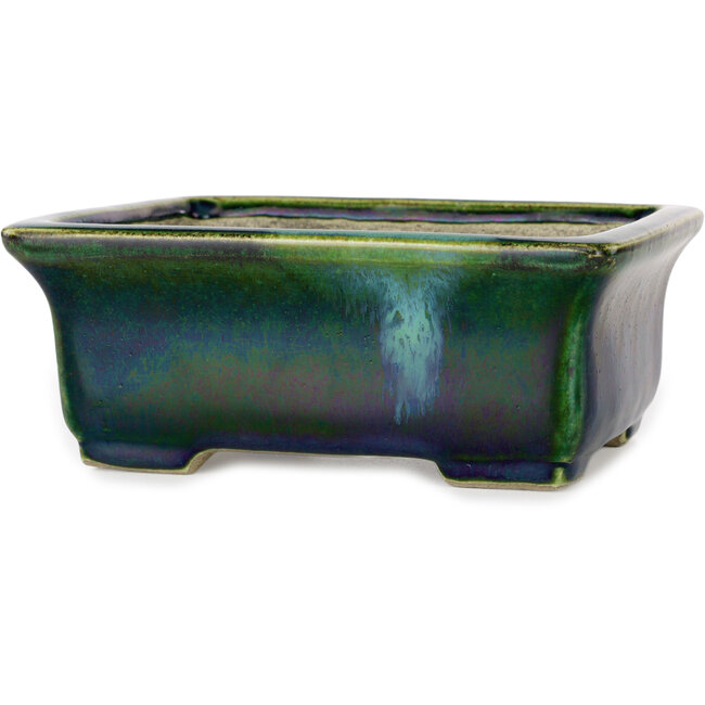 Vaso bonsai rettangolare verde di Terahata Satomi Mazan - 165 x 135 x 65 mm