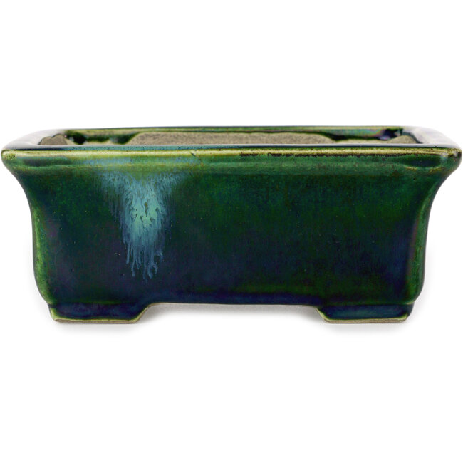 Maceta rectangular para bonsái verde de Terahata Satomi Mazan - 165 x 135 x 65 mm