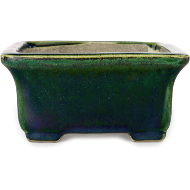 Rechthoekige groene bonsaipot van Terahata Satomi Mazan - 165 x 135 x 65 mm