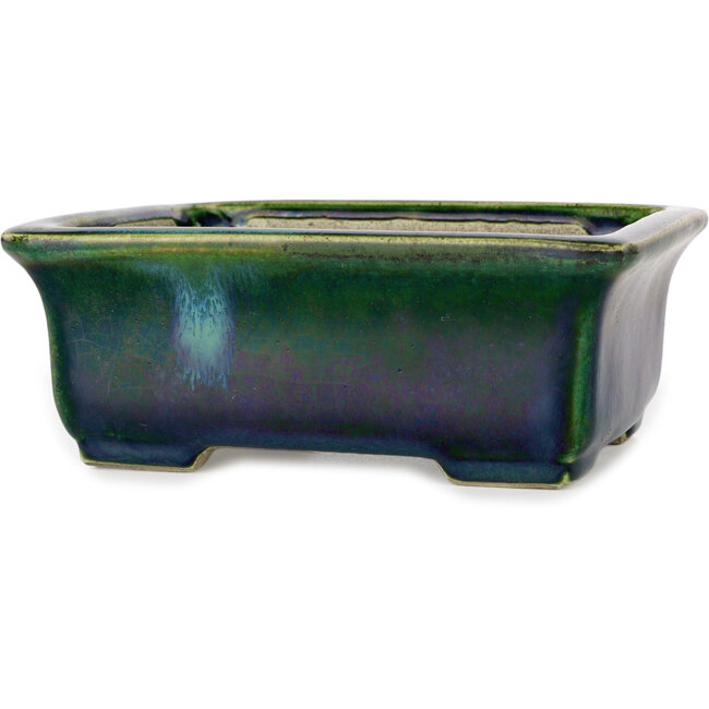 Rechteckiger grüner Bonsaitopf von Terahata Satomi Mazan – 165 x 135 x 65 mm