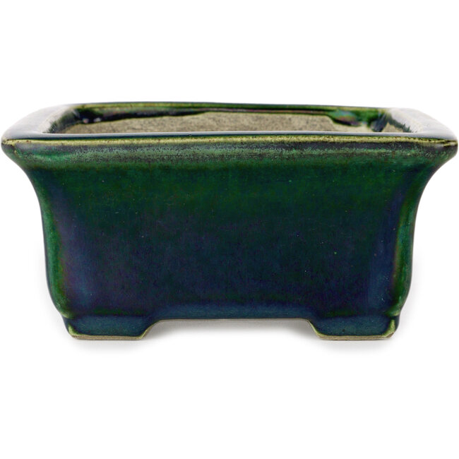Rechthoekige groene bonsaipot van Terahata Satomi Mazan - 165 x 135 x 65 mm