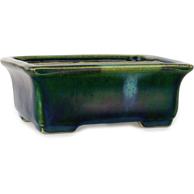 Maceta rectangular para bonsái verde de Terahata Satomi Mazan - 165 x 135 x 65 mm