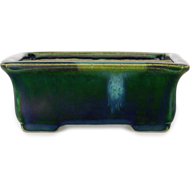 Maceta rectangular para bonsái verde de Terahata Satomi Mazan - 165 x 135 x 65 mm