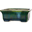 Rectangular green bonsai pot by Terahata Satomi Mazan - 165 x 135 x 65 mm