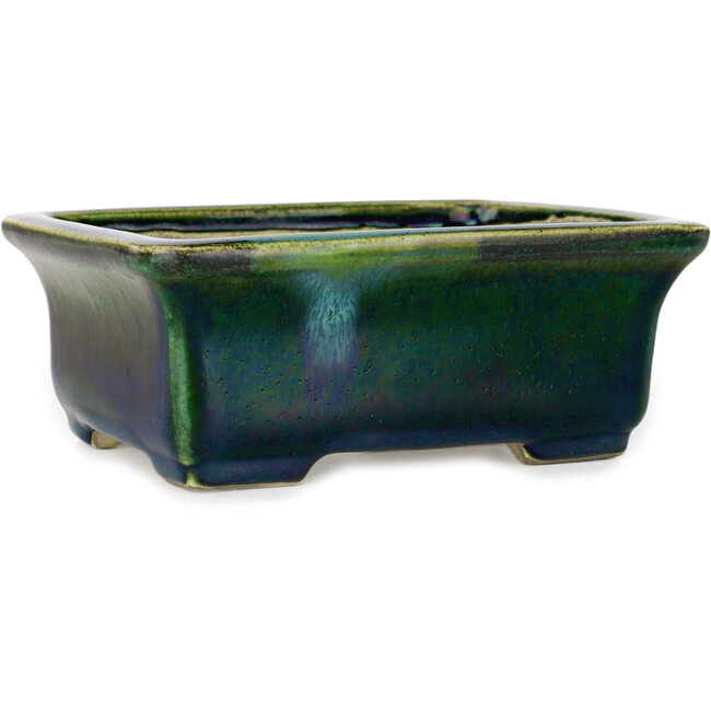 Rechthoekige groene bonsaipot van Terahata Satomi Mazan - 165 x 135 x 65 mm