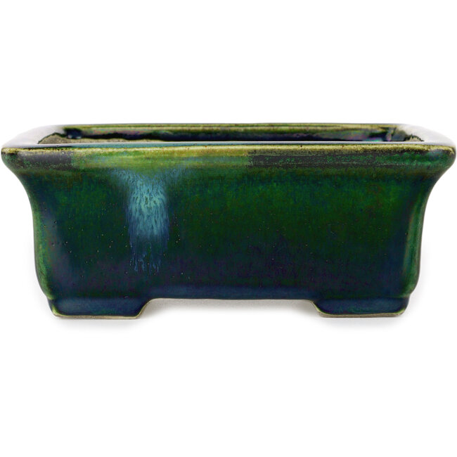 Vaso bonsai rettangolare verde di Terahata Satomi Mazan - 165 x 135 x 65 mm