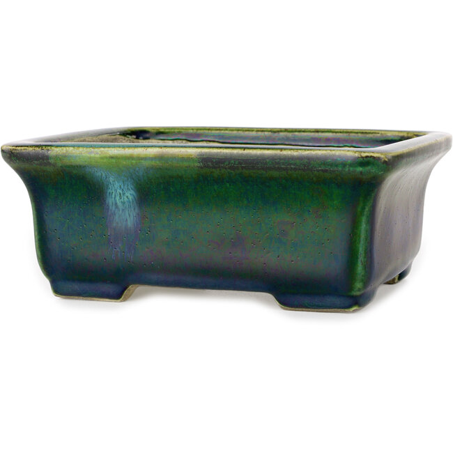 Maceta rectangular para bonsái verde de Terahata Satomi Mazan - 165 x 135 x 65 mm