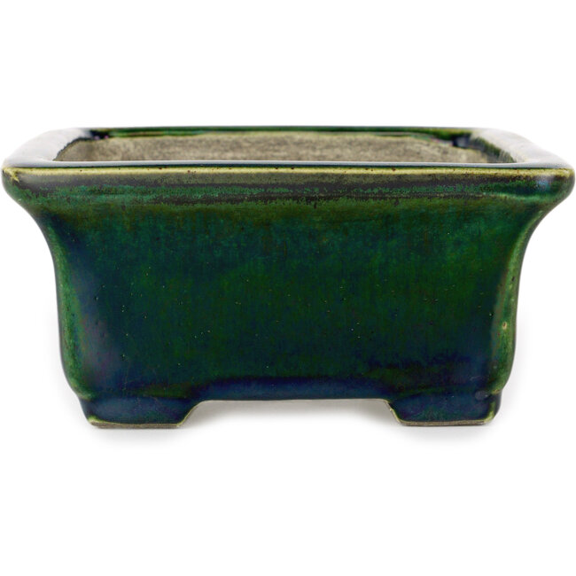 Rechthoekige groene bonsaipot van Terahata Satomi Mazan - 165 x 135 x 65 mm