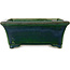 Rectangular green bonsai pot by Terahata Satomi Mazan - 182 x 165 x 75 mm