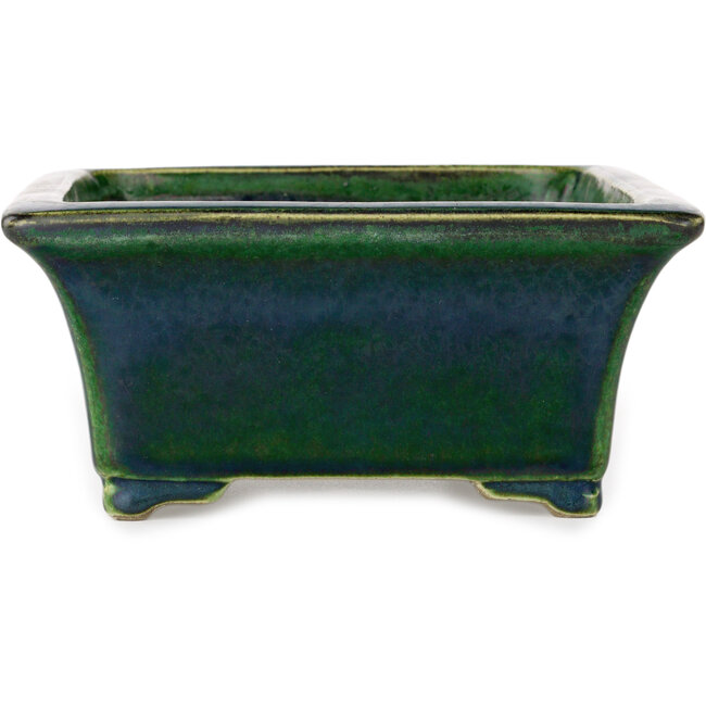 Pot à bonsaï rectangulaire vert par Terahata Satomi Mazan - 182 x 165 x 75 mm