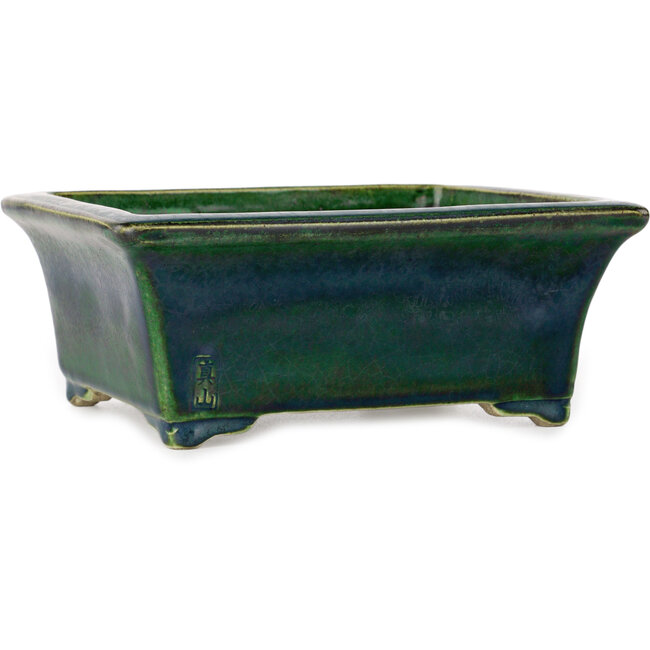 Maceta rectangular para bonsái verde de Terahata Satomi Mazan - 182 x 165 x 75 mm