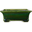 Rectangular green craquelé bonsai pot by Terahata Satomi Mazan - 215 x 180 x 83 mm