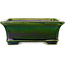 Rechthoekige groene craquelé bonsaipot van Terahata Satomi Mazan - 215 x 180 x 83 mm