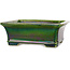 Pot à bonsaï rectangulaire vert craquelé par Terahata Satomi Mazan - 215 x 180 x 83 mm