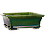 Rectangular green craquelé bonsai pot by Terahata Satomi Mazan - 215 x 180 x 83 mm