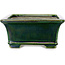 Pot à bonsaï rectangulaire vert craquelé par Terahata Satomi Mazan - 215 x 180 x 83 mm