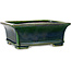Pot à bonsaï rectangulaire vert craquelé par Terahata Satomi Mazan - 215 x 180 x 83 mm