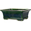 Rectangular green craquelé bonsai pot by Terahata Satomi Mazan - 215 x 180 x 83 mm