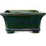 Rechthoekige groene craquelé bonsaipot van Terahata Satomi Mazan - 215 x 180 x 83 mm