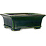 Vaso bonsai rettangolare verde craquelé di Terahata Satomi Mazan - 215 x 180 x 83 mm