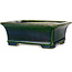 Pot à bonsaï rectangulaire vert par Terahata Satomi Mazan - 215 x 180 x 83 mm