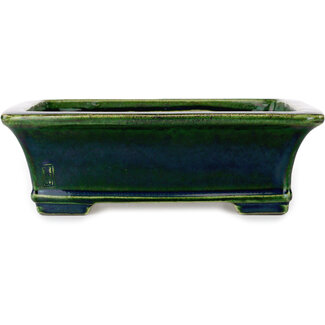  Satomi Mazan, Mazan Terahata Maceta rectangular para bonsái verde de 250 mm de Terahata Satomi Mazan, Tokoname, Japón
