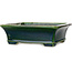 Pot à bonsaï rectangulaire vert par Terahata Satomi Mazan - 250 x 215 x 82 mm