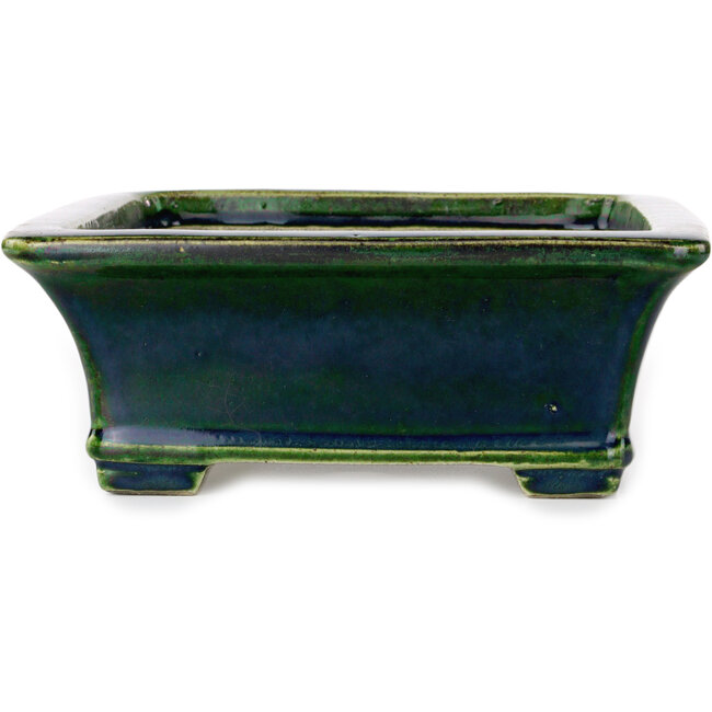 Rechthoekige groene bonsaipot van Terahata Satomi Mazan - 250 x 215 x 82 mm