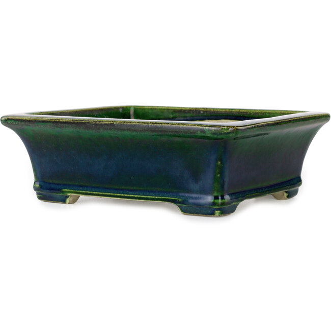 Rechthoekige groene bonsaipot van Terahata Satomi Mazan - 250 x 215 x 82 mm