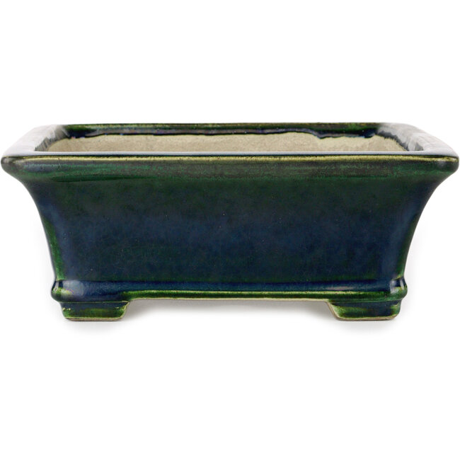 Vaso bonsai rettangolare verde di Terahata Satomi Mazan - 250 x 215 x 82 mm