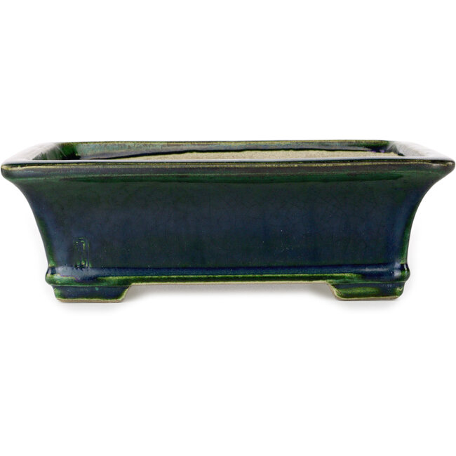 Rechthoekige groene bonsaipot van Terahata Satomi Mazan - 250 x 215 x 82 mm