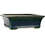Rectangular green bonsai pot by Terahata Satomi Mazan - 250 x 215 x 82 mm