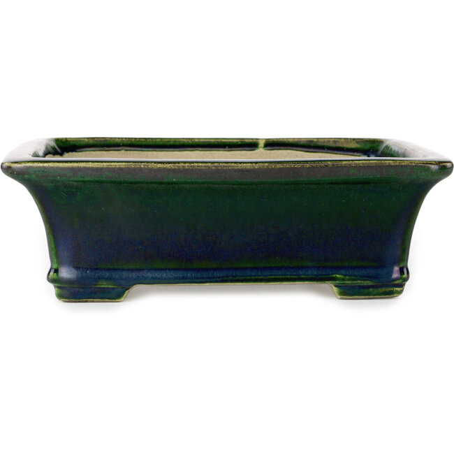 Rechteckiger grüner Bonsaitopf von Terahata Satomi Mazan – 250 x 215 x 82 mm