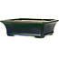 Rectangular green bonsai pot by Terahata Satomi Mazan - 250 x 215 x 82 mm