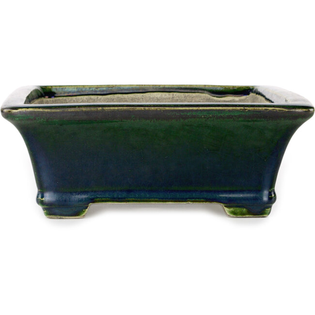 Maceta rectangular para bonsái verde de Terahata Satomi Mazan - 250 x 215 x 82 mm