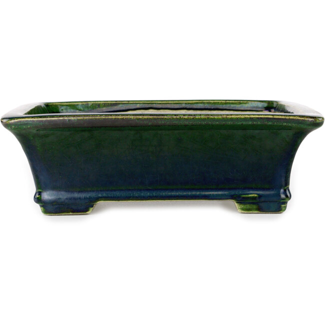 Vaso bonsai rettangolare verde di Terahata Satomi Mazan - 250 x 215 x 82 mm