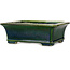 Rectangular green bonsai pot by Terahata Satomi Mazan - 235 x 187 x 83 mm