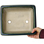 Rectangular green bonsai pot by Terahata Satomi Mazan - 250 x 215 x 82 mm