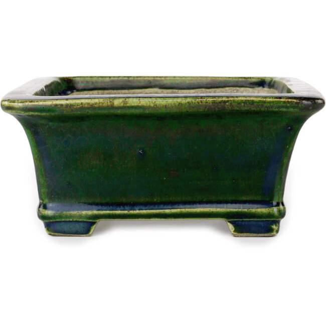 Rechthoekige groene bonsaipot van Terahata Satomi Mazan - 235 x 187 x 83 mm