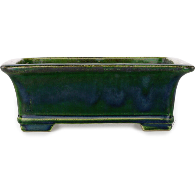 Rechthoekige groene bonsaipot van Terahata Satomi Mazan - 235 x 187 x 83 mm