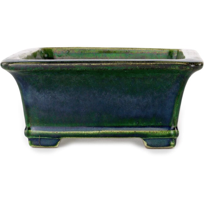 Maceta rectangular para bonsái verde de Terahata Satomi Mazan - 235 x 187 x 83 mm