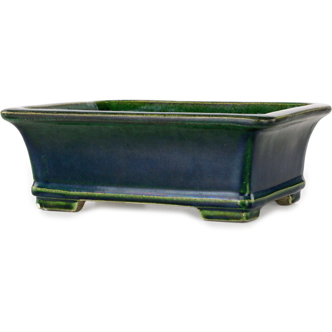 Vaso bonsai rettangolare verde di Terahata Satomi Mazan - 235 x 187 x 83 mm