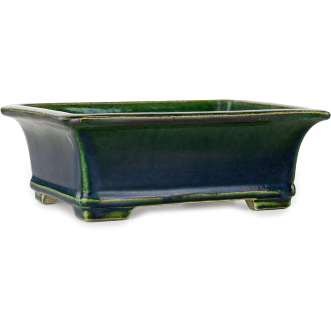 Vaso bonsai rettangolare verde di Terahata Satomi Mazan - 235 x 187 x 83 mm