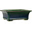 Rectangular green bonsai pot by Terahata Satomi Mazan - 235 x 187 x 83 mm