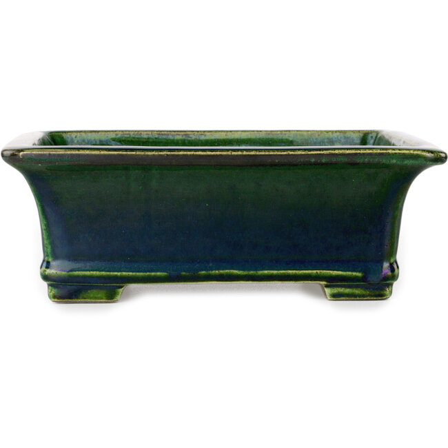 Rechthoekige groene bonsaipot van Terahata Satomi Mazan - 235 x 187 x 83 mm