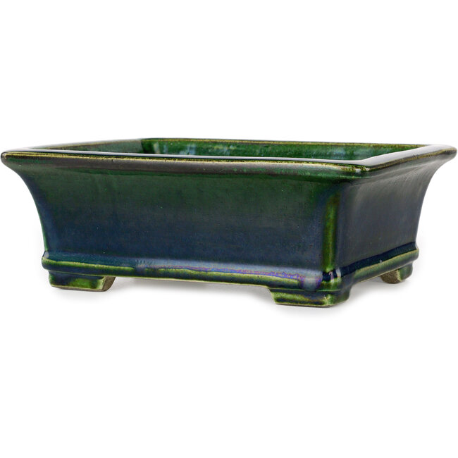 Rechteckiger grüner Bonsaitopf von Terahata Satomi Mazan – 235 x 187 x 83 mm