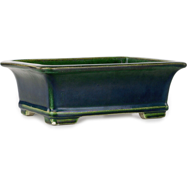 Rechthoekige groene bonsaipot van Terahata Satomi Mazan - 235 x 187 x 83 mm