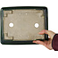 Pot à bonsaï rectangulaire vert par Terahata Satomi Mazan - 235 x 187 x 83 mm